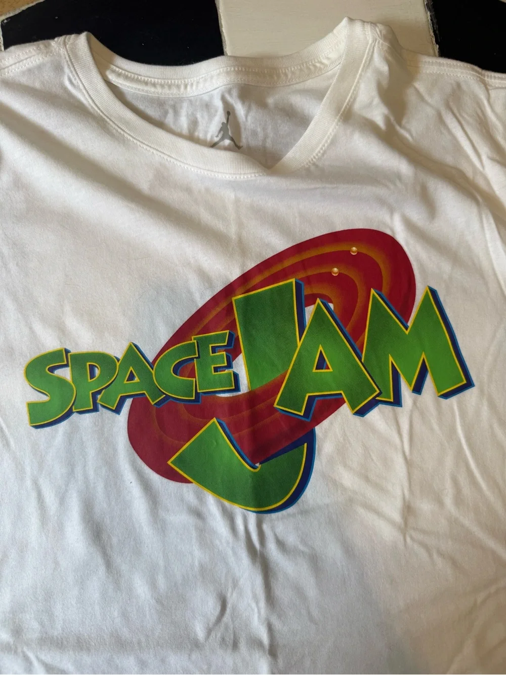 Nike Jordan White Short Sleeve Tee with Green and Red Space Jam Logo
